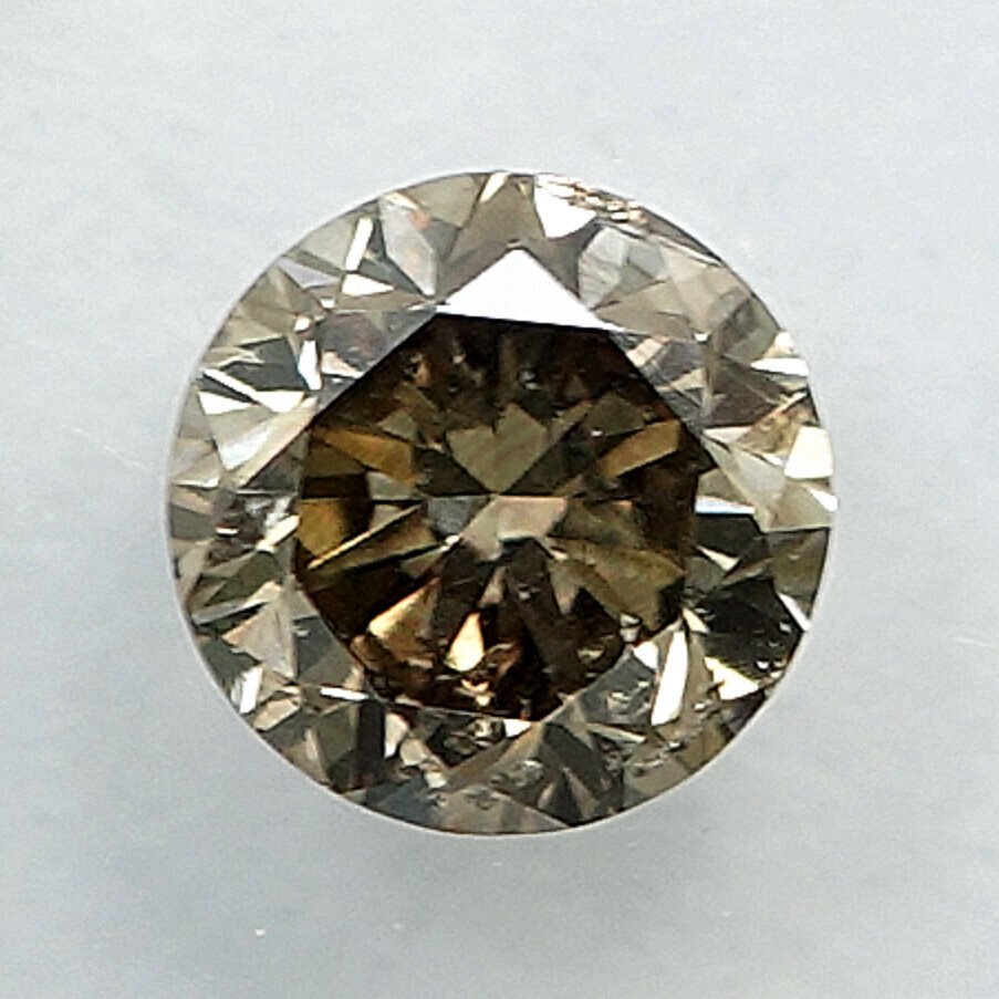 没有保留价 - 1 pcs 钻石  (天然色彩的)  - 0.45 ct - 圆形 - Fancy 稍帶灰色的 黄色 - I2 内含二级 - 国际宝石研究院（IGI） #1.0
