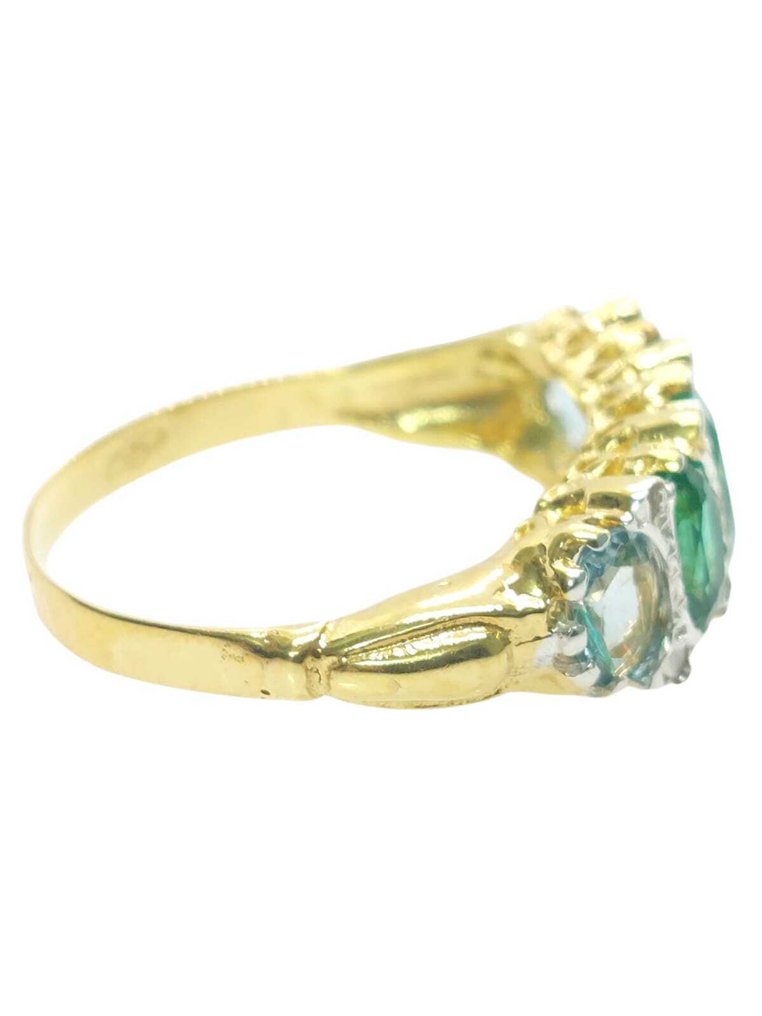 Nincs minimálár - Gyűrű - 9 Kt Ezüst, Sárga arany Smaragd - Vegyes drágakövek #4.3
