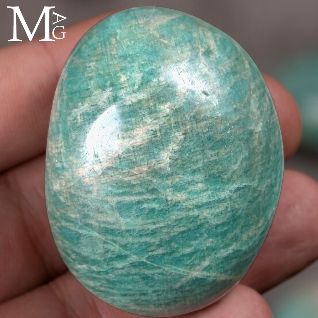 Σετ φυσικών πελματικών λίθων Amazonite – Μαδαγασκάρη (9 τεμάχια) - Ύψος: 55 mm - Πλάτος: 55 mm- 710 g #1.0