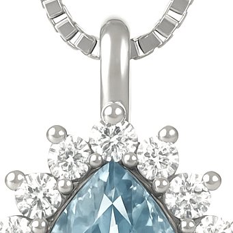 Κολιέ με μενταγιόν - 18 καράτια Λευκός χρυσός - 1.24ct. tw. Ακουαμαρίνης - Διαμάντι #4.3