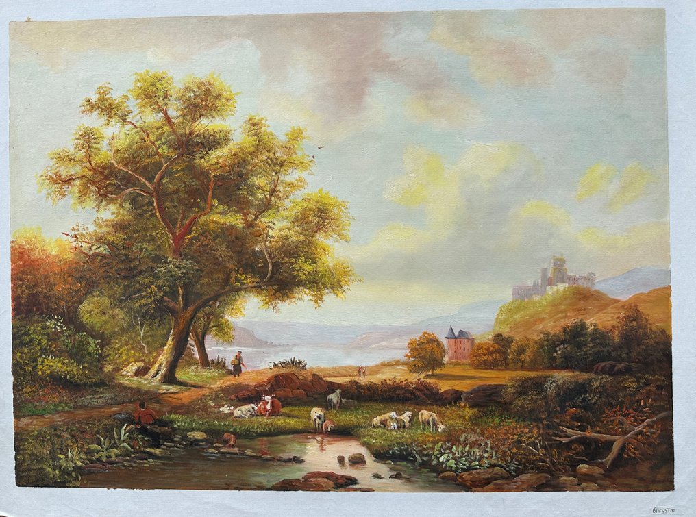 After Frederik Marianus Kruseman, 之后 - An Extensive River Landscape With A Castle On A Hill Beyond #4.3