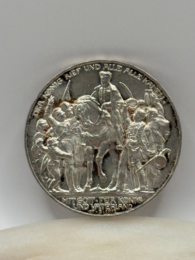 Allemagne, Empire Wilhelm II. 3 Mark 1913 / 100th Anniversary of the Prussians entering the war against Napoleon (Sans prix de réserve) #3.2