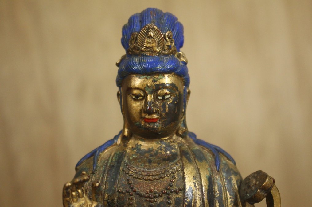 The statue of Manjushri Bodhisattva, the Great is in good condition - Metallo - Cina (Senza prezzo di riserva) #3.2