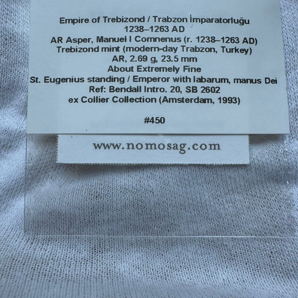 Reich von Trapezunt. Manuel I Komnenos, 1238-1263. Asper Trebizond Mint – ex Collier Collection #3.2