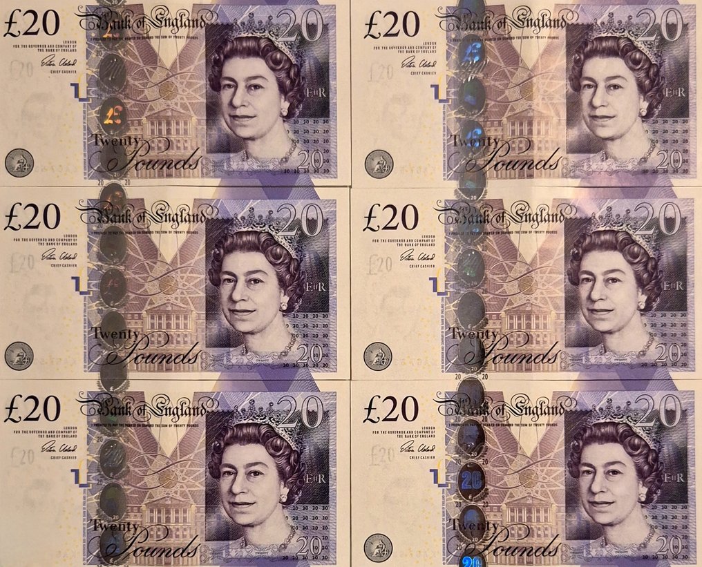 Μεγάλη Βρετανία. - 6 x 20 Pounds 2006 correlativos - Pick 392  (χωρίς τιμή ασφαλείας) #1.0