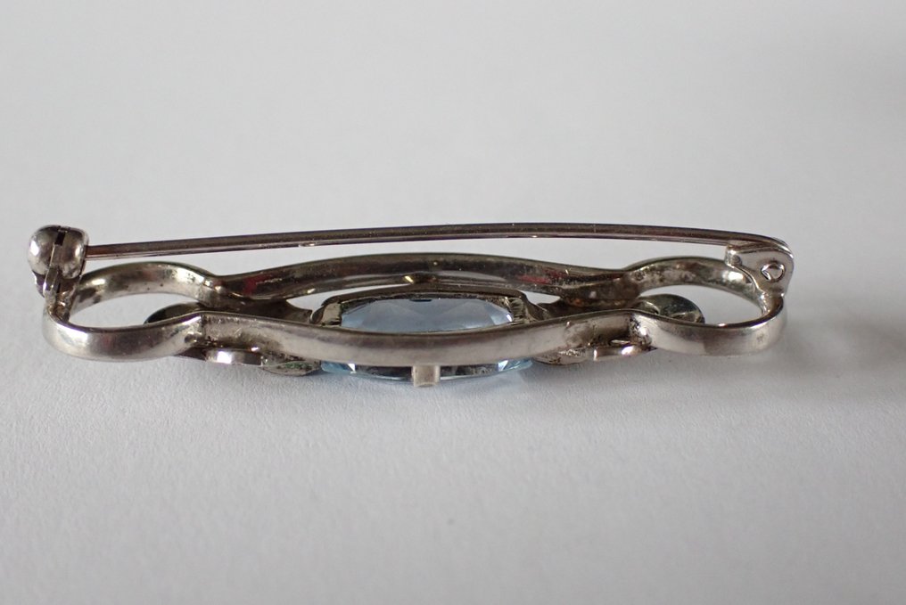 Silber - Brosche - Topaas - Markasiet #3.2