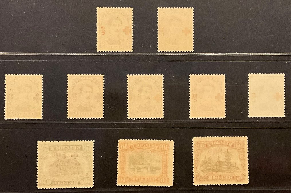Belgio 1919 - Emissione Albert I e prospettive - Croce Rossa - Serie completa - POSTFRIS con centrature scelte - OBP 150/163 - Met Certificaat #2.1