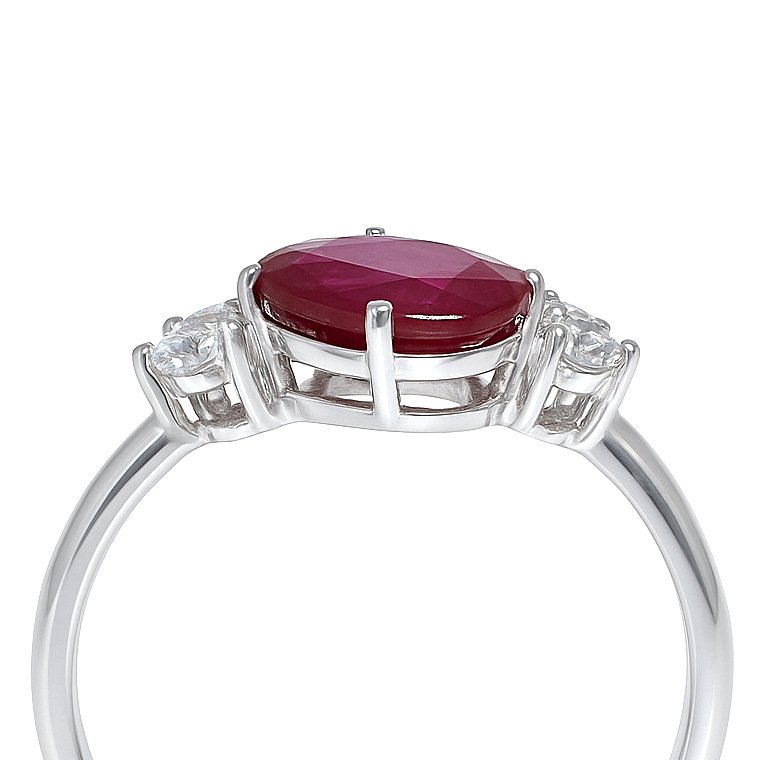 Ring - 18 kt. White gold - 1.50ct. tw. Ruby - Diamond #1.0