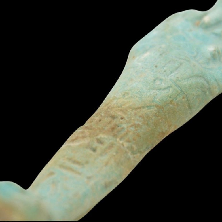 古埃及 Faience 镌刻绿松石彩陶乌沙布蒂——晚期(公元前664–332年) - 11 cm #1.0