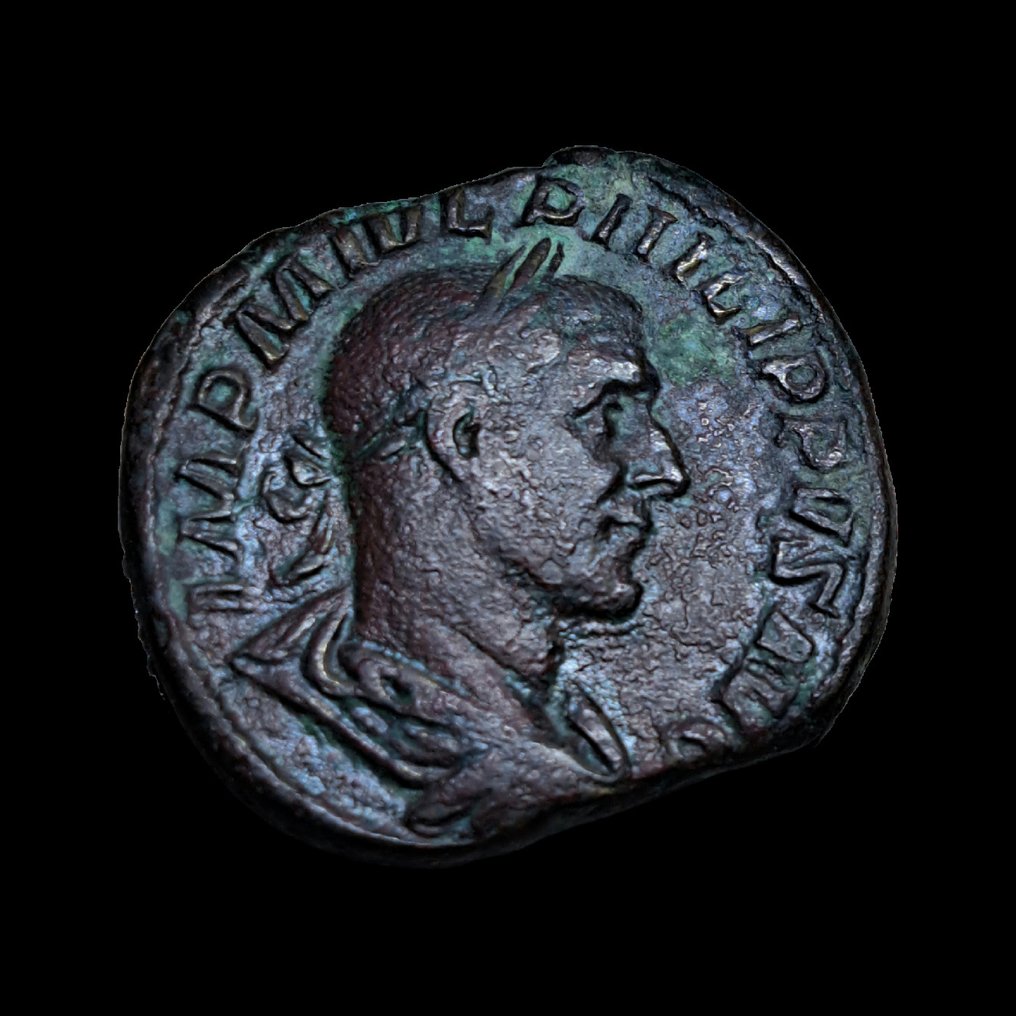 Roman Empire. Philip I (AD 244-249). Sestertius Rome - FIDES MILITVM (No reserve price) #1.0