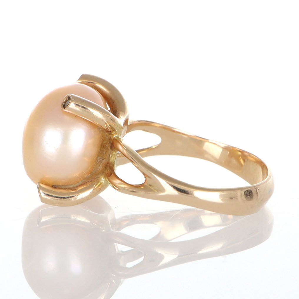 沒有保留價 - 戒指 - 18 克拉 黃金 珍珠 - 鉆石 #1.0