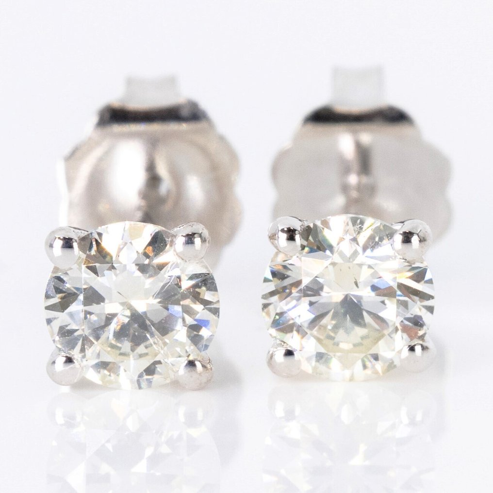 Nincs minimálár - Drop fülbevaló - 14 kt. Fehér arany -  0.84ct. tw. Gyémánt (Természetes) - GWLab #1.0