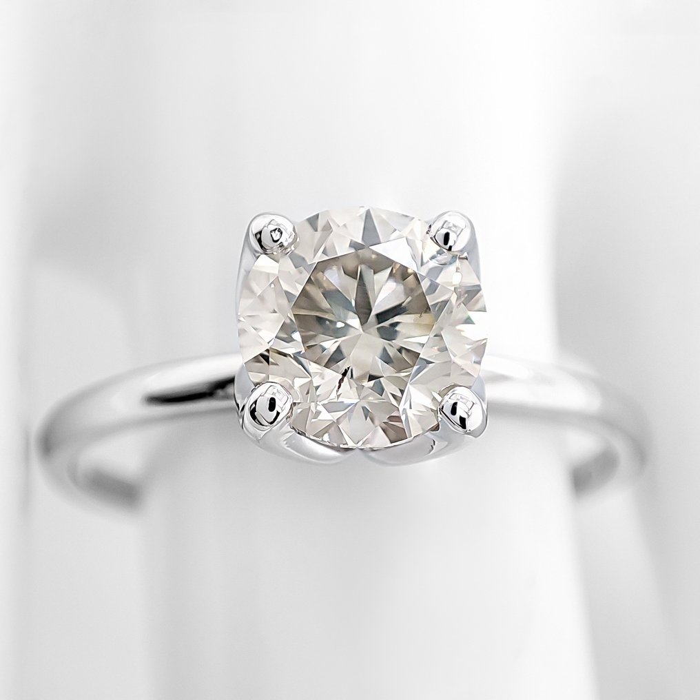 没有保留价 - 戒指 - 14K包金 白金 - 1.16ct. tw. 钻石 (天然色彩的) - IGI 证书 #1.0