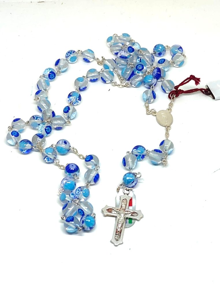 Rozariu - Raro Rosario Vatican în Vetro Murano și ARGENTO 800, magnific lucrat - 2000-2010 #1.0