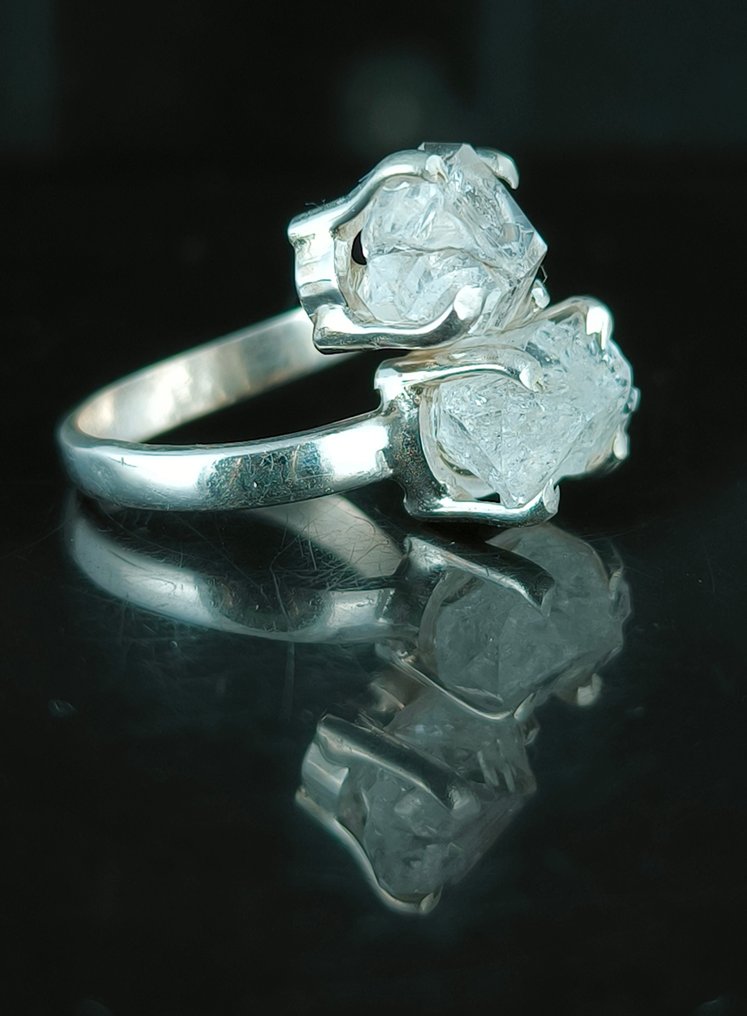 Ασημί - Δαχτυλίδι φυλαχτό - Διαμαντής του Herkimer #1.0