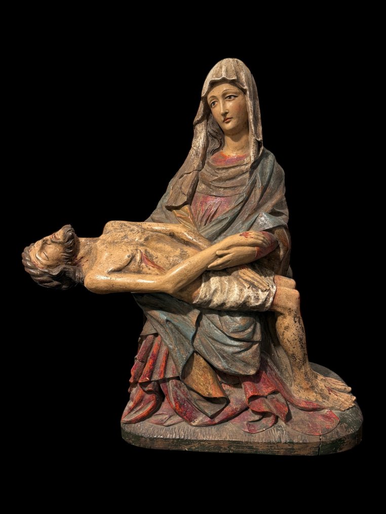 雕刻, Pïeta - Gotieke stijl - 19e eeuw - 46 cm - 木 #1.0