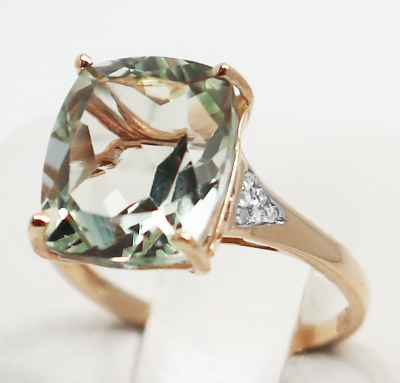 Zonder minimumprijs - Ring - 14 karaat Geel goud Quartz - Diamant #2.1