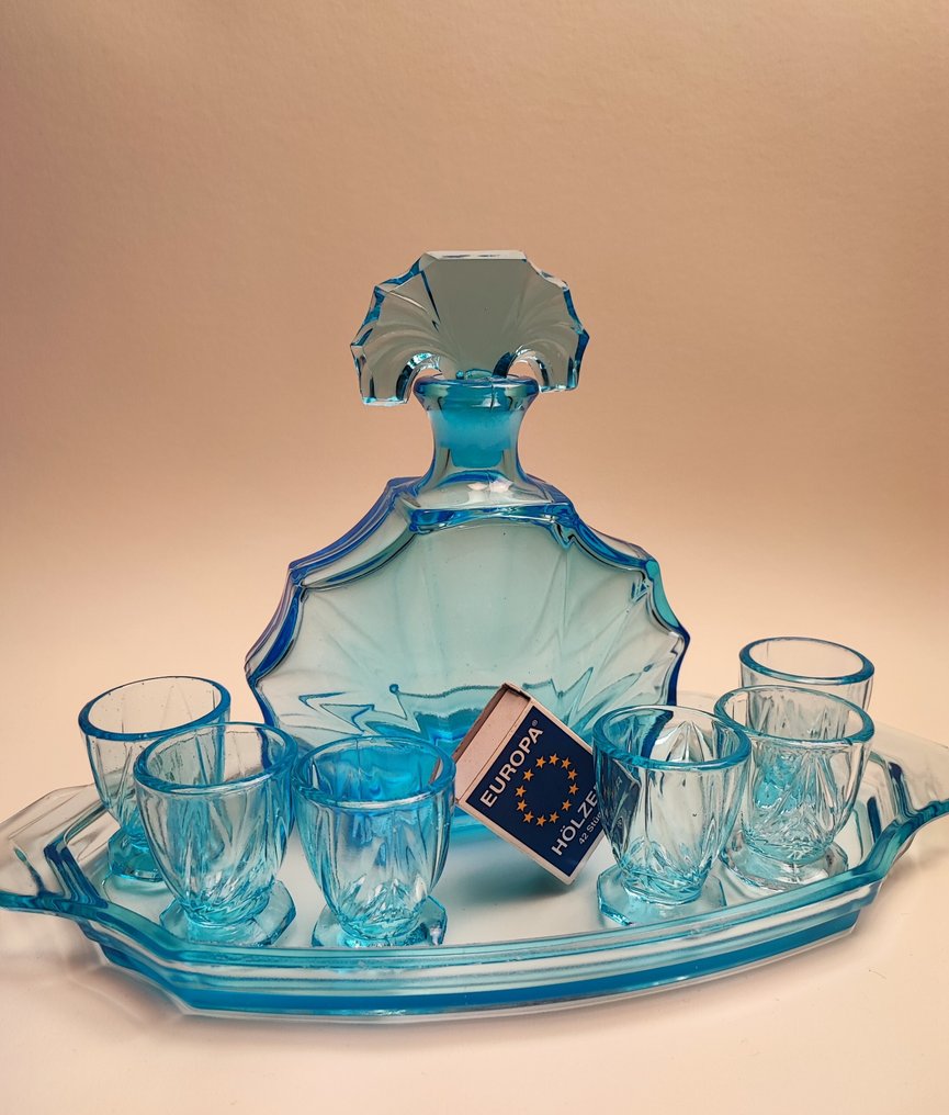 Rudolfova hut´-Josef Inwald - Serviço de licor (8) - Buntglas - Art Deco #1.0