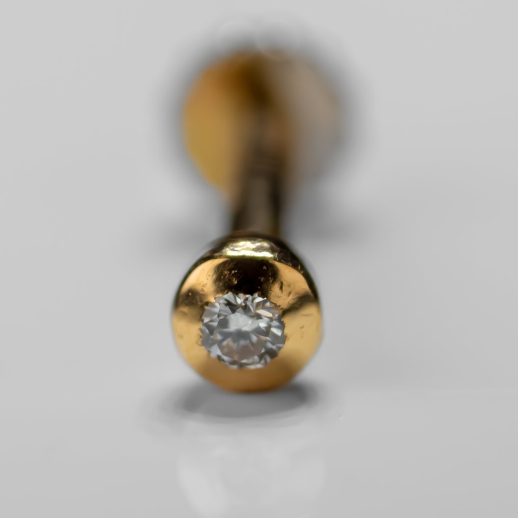 χωρίς τιμή ασφαλείας - Κρικάκι μύτης - 22 καράτια Κίτρινο χρυσό -  0.01ct. tw. Διαμάντι (Φυσικό) - Χρυσό nosepin 22 καρατίων #1.0