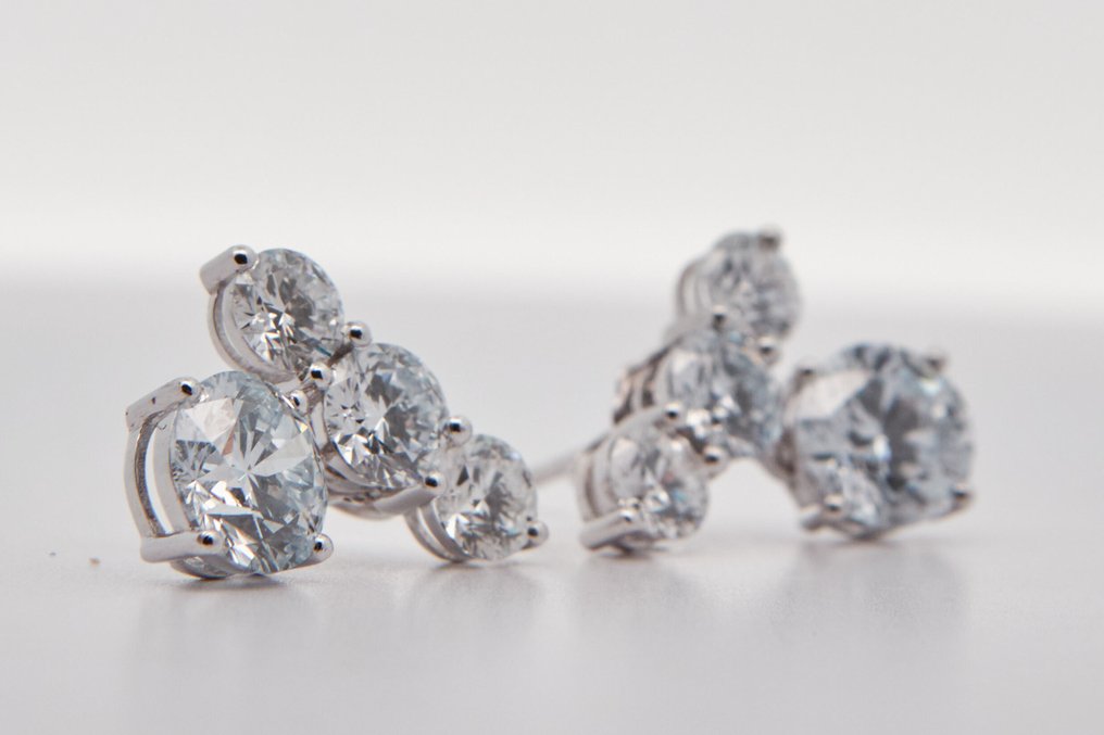 Nincs minimálár - Drop fülbevaló - 14 kt. Fehér arany - 3.74ct. tw. Gyémánt (Laboratóriumban előállított) #1.0