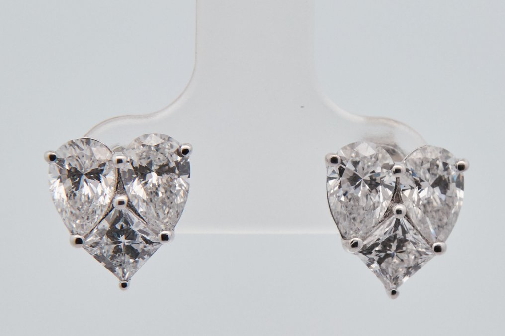 沒有保留價 - 耳環 - 14 克拉 白金 - 3.12ct. tw. 鉆石 (實驗室培育) #1.0