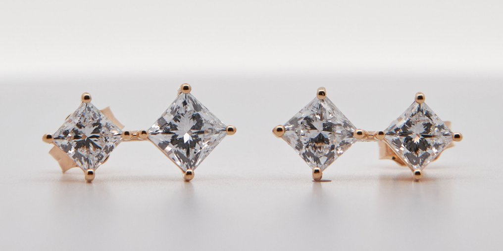 χωρίς τιμή ασφαλείας - Σκουλαρίκια - 14 καράτια Κίτρινο χρυσό -  2.43ct. tw. Διαμάντι (Εργαστηριακής καλλιέργειας) #1.0