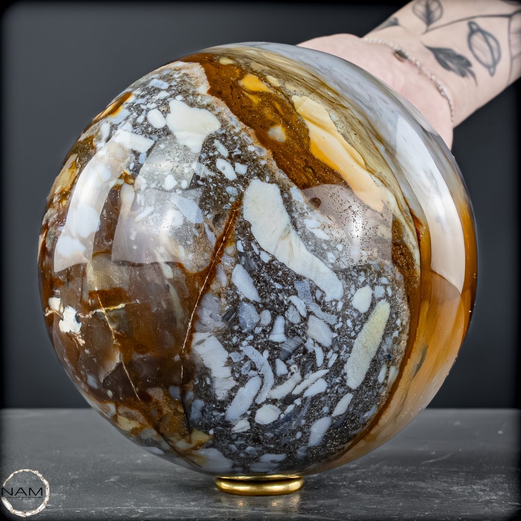 Ekskluzywna kula z opalu, karneolu i agatu z Indonezji – Naturalna elegancja w doskonałej formie- 3011.77 g #2.1