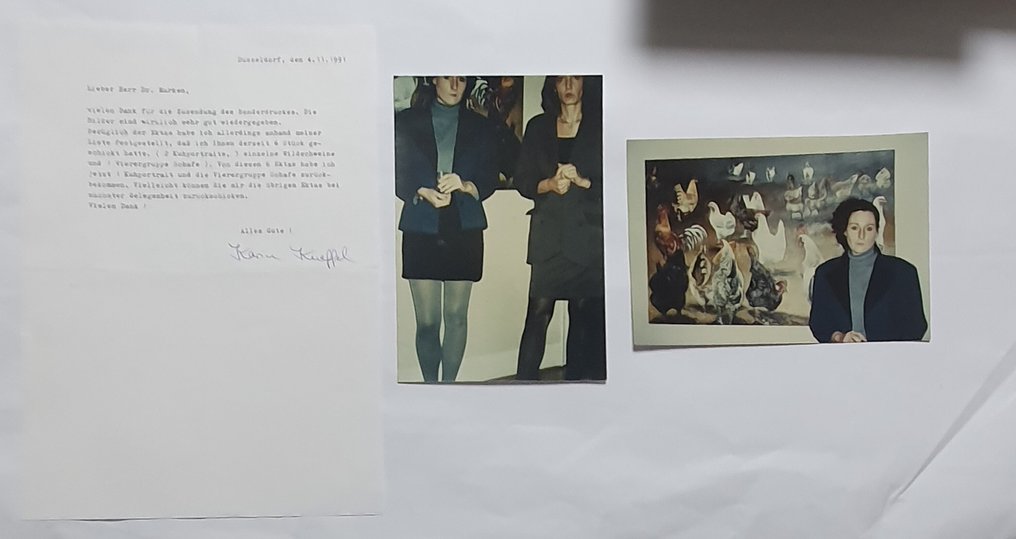 Signed; Karin Kneffel - unique; 2 private photos & letter (signed & written from Karin Kneffel) & book - 1991 #1.0