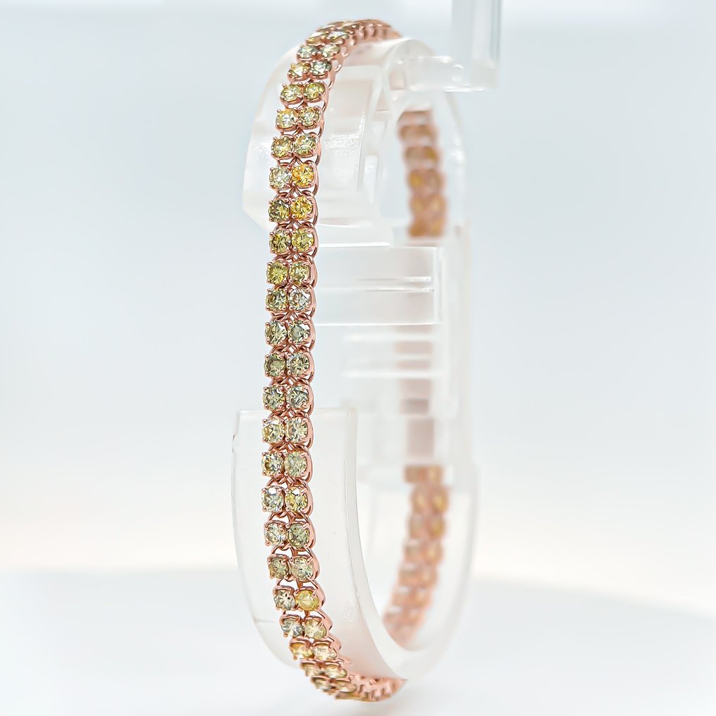 Sans prix de réserve - Bracelet - 14 carats Or rose -  5.09ct. tw. Jaune Diamant (Couleur naturelle) - IGI - Livraison EU le lendemain #3.2