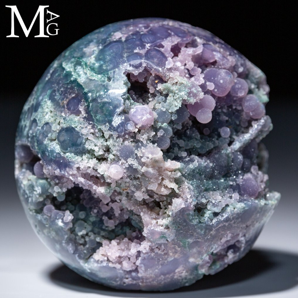 葡萄玛瑙——来自印度尼西亚的球状簇状体——紫色石英的微小球体，具有球状结构。 - 高度: 62 mm - 闊度: 62 mm- 255 g #1.0