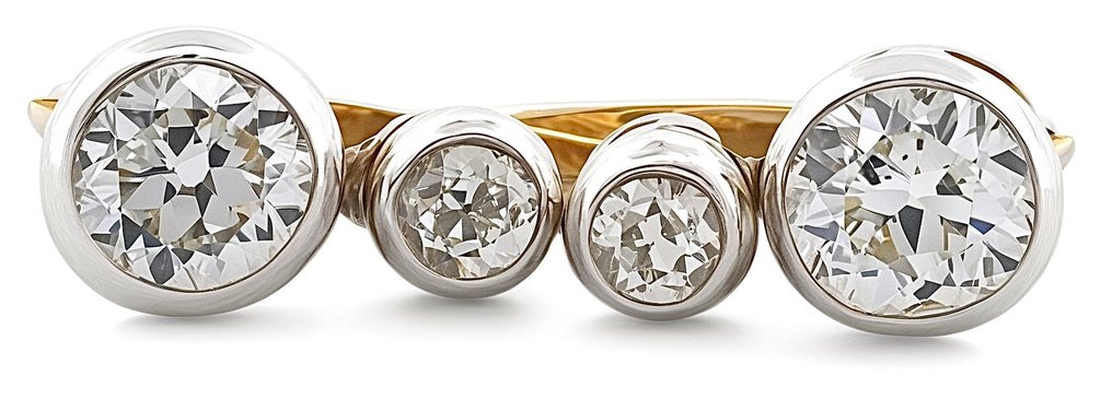 Σκουλαρίκια - 18 καράτια Κίτρινο χρυσό, Λευκός χρυσός Διαμάντι (Φυσικό)  #1.0