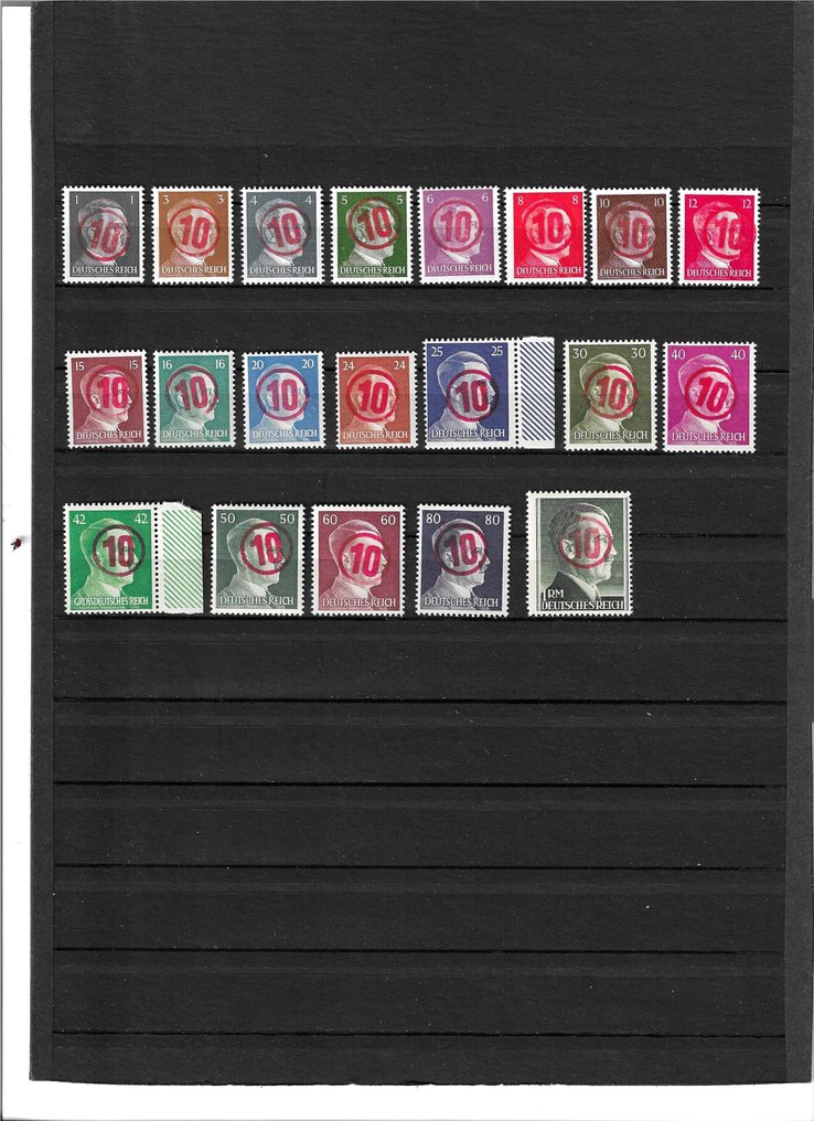 Germania - aree postali locali 1945 - Série Poste locale Chemnitz 3 con sovraimpressione in rosso, firmata Richter #1.0