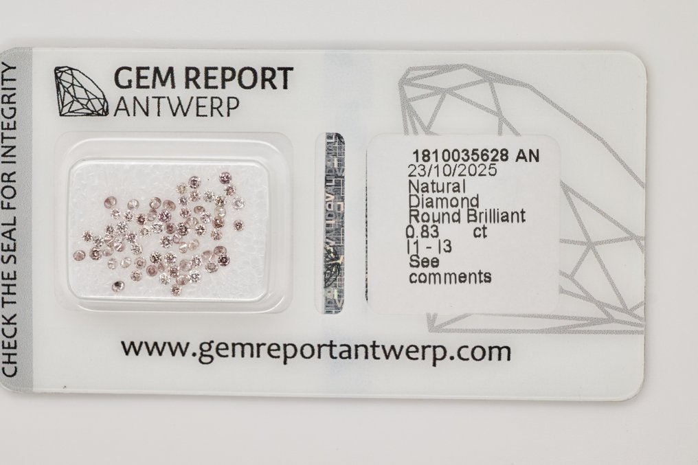 Utan reservationspris - 67 pcs Diamant (Natural) - 0.83 ct - Rund - I1, I2, I3 - Gem Report Antwerpen (GRA) #1.0