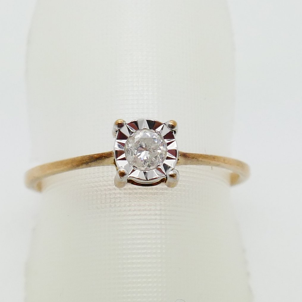 没有保留价 - 戒指 - 14K包金 黄金, 白金 - 0.10ct. tw. 钻石 (天然) #1.0