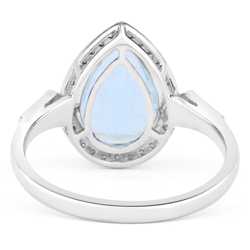 Δαχτυλίδι - 14 καράτια Λευκός χρυσός -  2.32ct. tw. Ακουαμαρίνης - Διαμάντι #3.2
