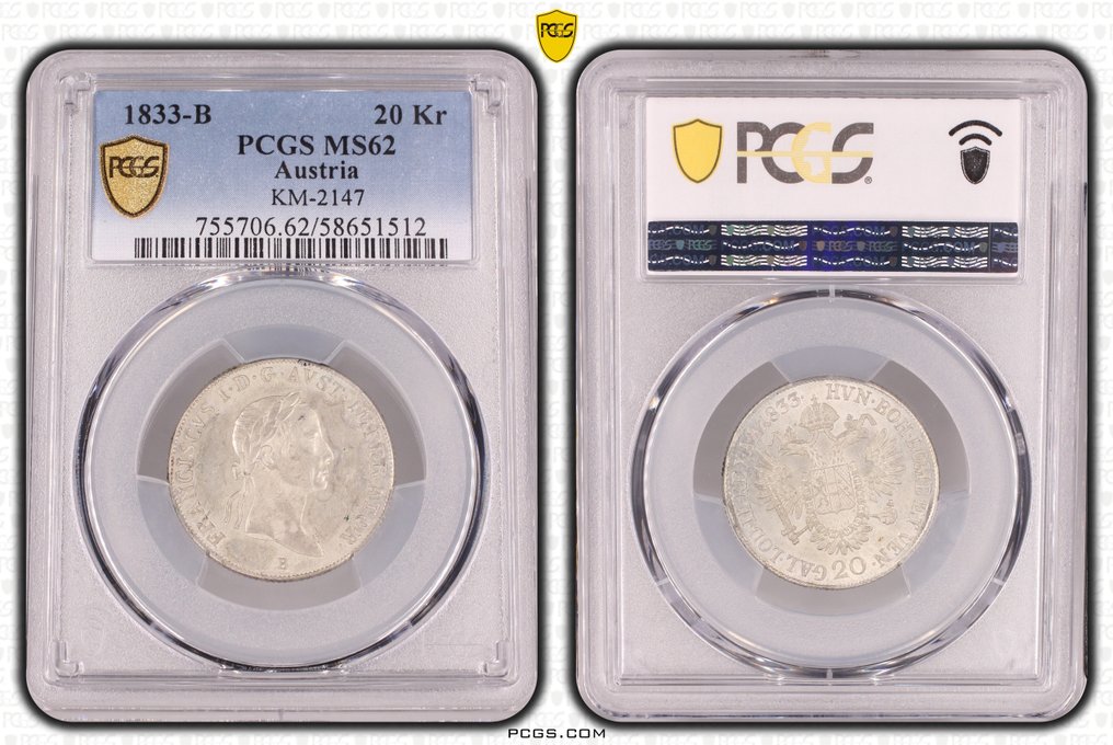 Αυστρία. Franz II. 20 Kreuzer 1833 B - Kremnica / MS62 (χωρίς τιμή ασφαλείας) #2.1