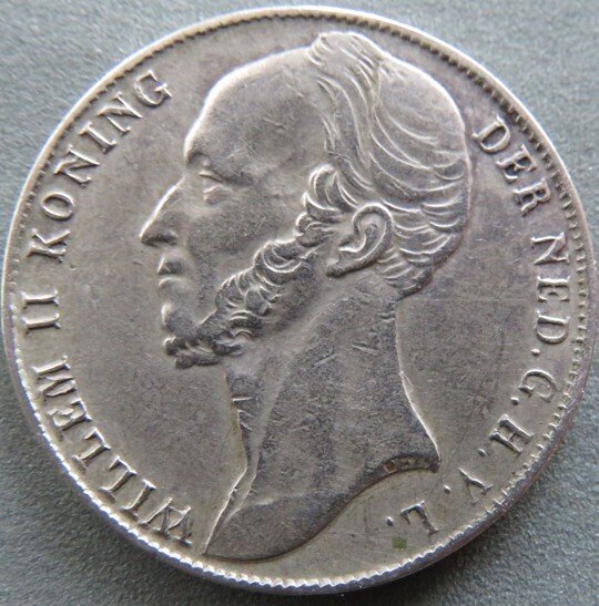 Ολλανδία. Willem II. 1 Gulden 1845a  (χωρίς τιμή ασφαλείας) #1.0