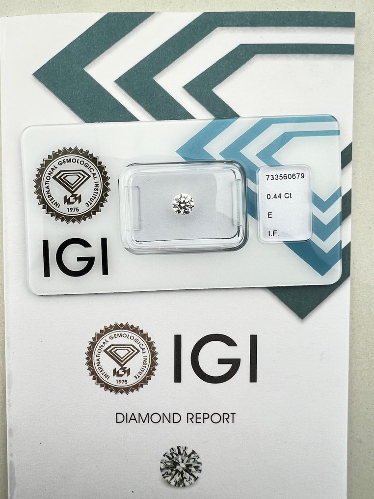 1 pcs Diamant (Natural) - 0.44 ct - Rotund - E - IF - IGI (Institutul gemologic internațional) #1.0