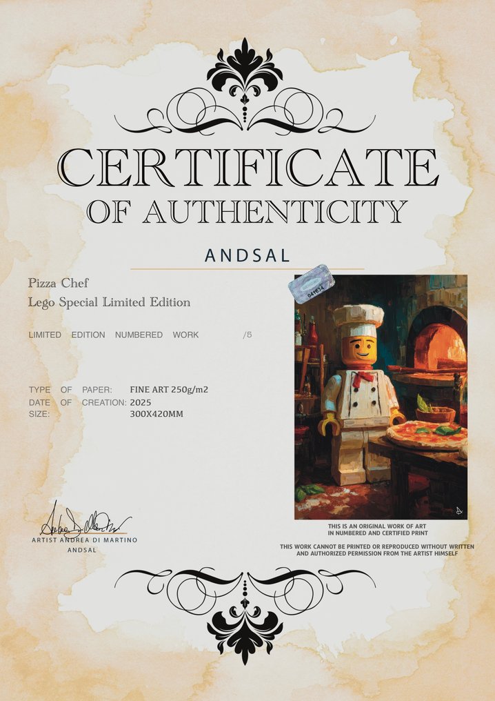 ANDSAL - Pizza Chef Lego Special Limited Edition w/COA #2.1