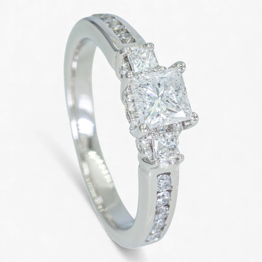 Sem preço de reserva - Anel - 14 K HRD, Ouro branco - 1.10ct. tw. Diamante (Natural) #1.0