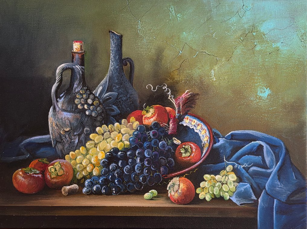 Alexander Nakonechnyi (XX-XXI) - Still life with grapes and persimmons #1.0