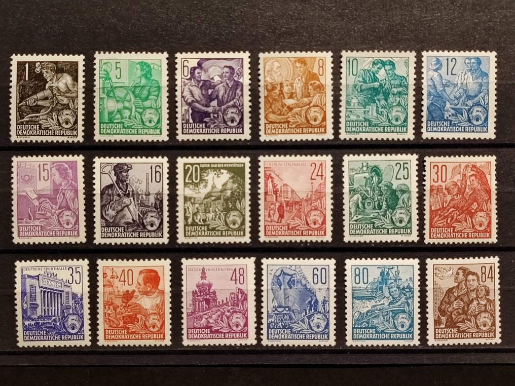 Germania 1953/1954 - Planul de cinci ani DDR probleme MNH - Mi 362/379,405/422, 453/458, 435/442 #2.1