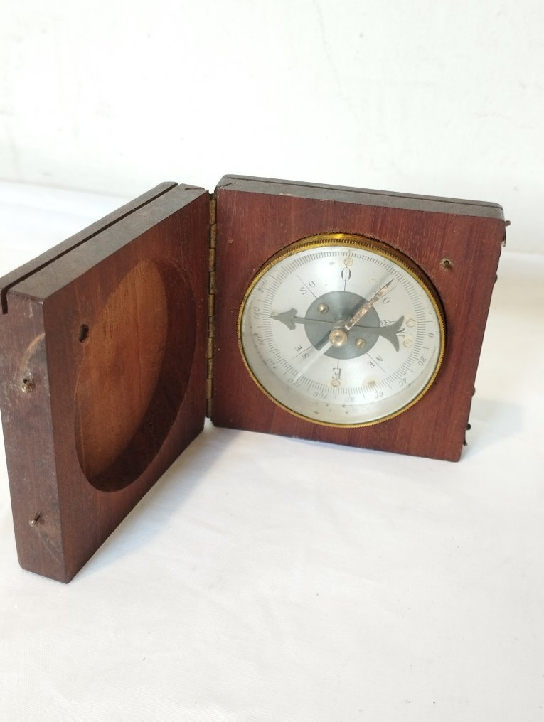 Πυξίδα - Ξύλο, Ορείχαλκος - marine ancienne de navigation - τοπογραφία #4.3