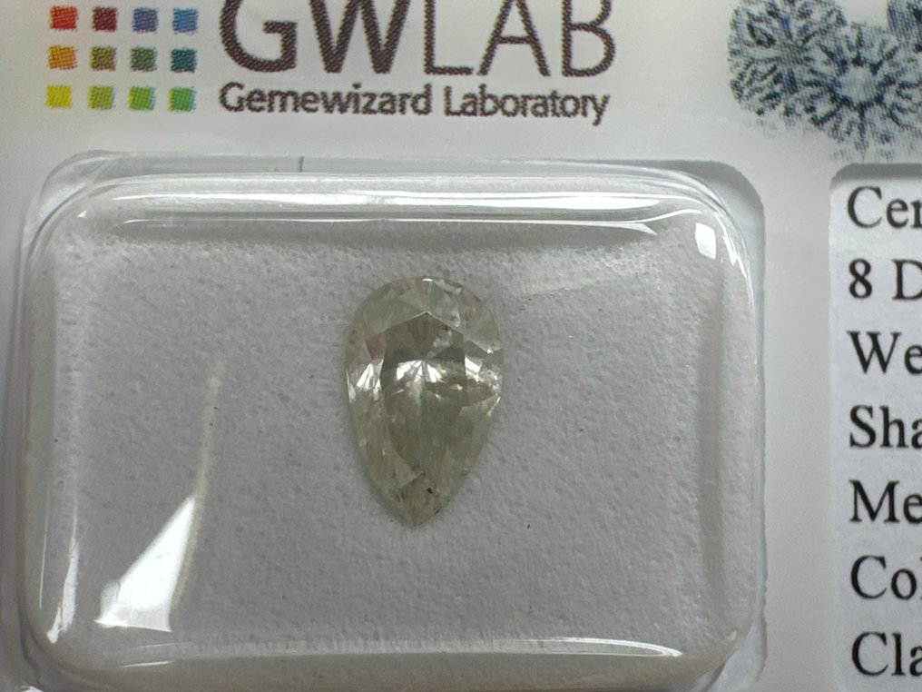 No reserve price - 1 pcs Diamond (Natural) - 1.07 ct - Pear - H - I1 - Gemewizard Gemological Laboratory (GWLab) #2.1