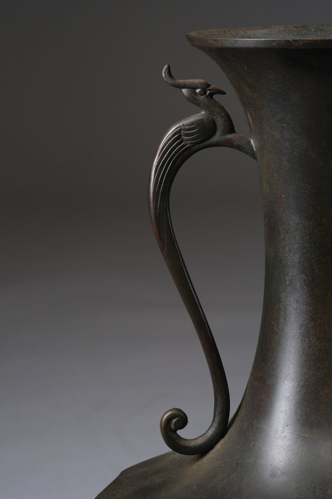 青铜铜绿凤凰花瓶 - 銅綠青銅 - 日本 - 大正時期（1912-1926） #2.1