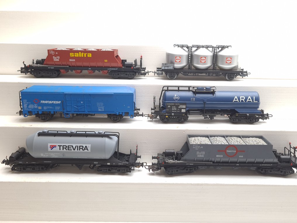 Electrotren H0 - 1470/1604/5200/5201/5410/5423 - Wagon de marchandises pour trains miniatures (6) - 6 wagons de marchandises divers - RENFE #1.0