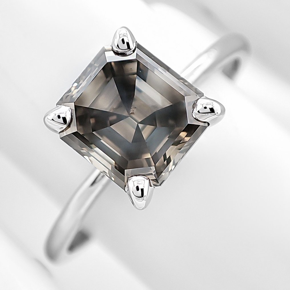 χωρίς τιμή ασφαλείας - Δαχτυλίδι - 14 καράτια Λευκός χρυσός -  2.04ct. tw. Διαμάντι (Φυσικού χρώματος) - Πιστοποιητικό IGI #2.1