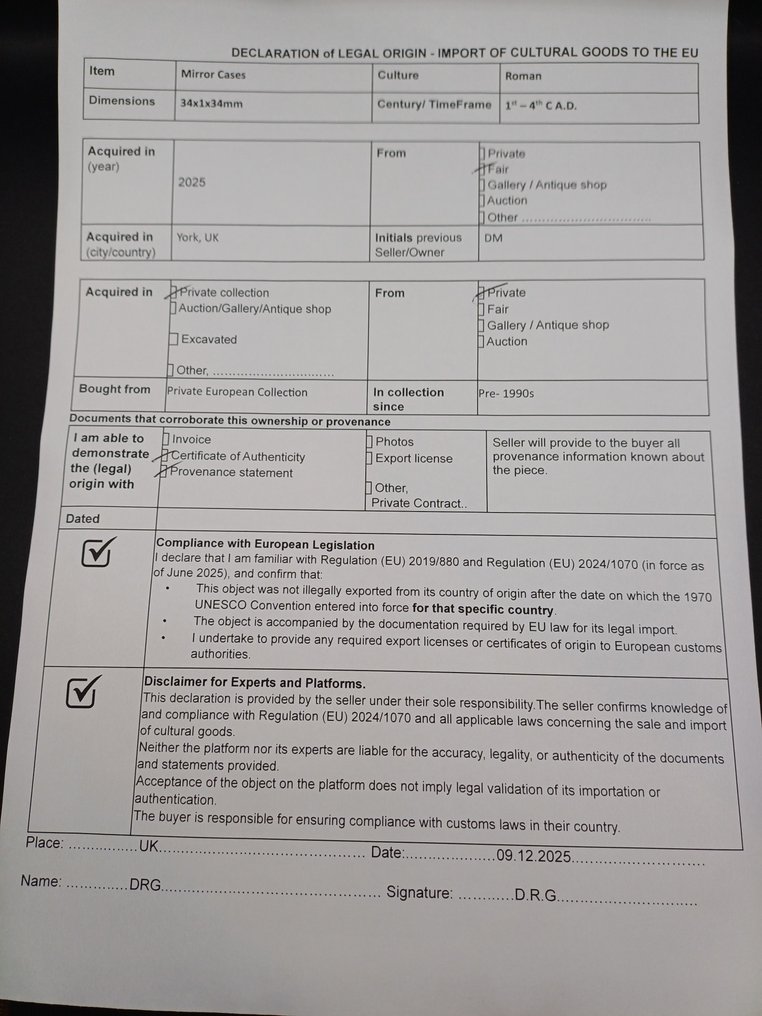 Αρχαία Ρωμαϊκή Μόλυβδος Υποθέσεις Καθρεφτισμού - 34 mm (χωρίς τιμή ασφαλείας) #4.3