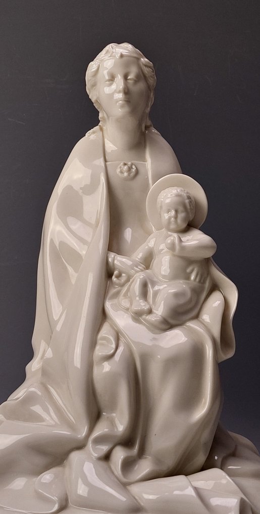 Schwarzburger Werkstaetten - H.P. Simon, Dresden - Sculpture, Madonna met Kind - 31.5 cm - Porcelain #3.2
