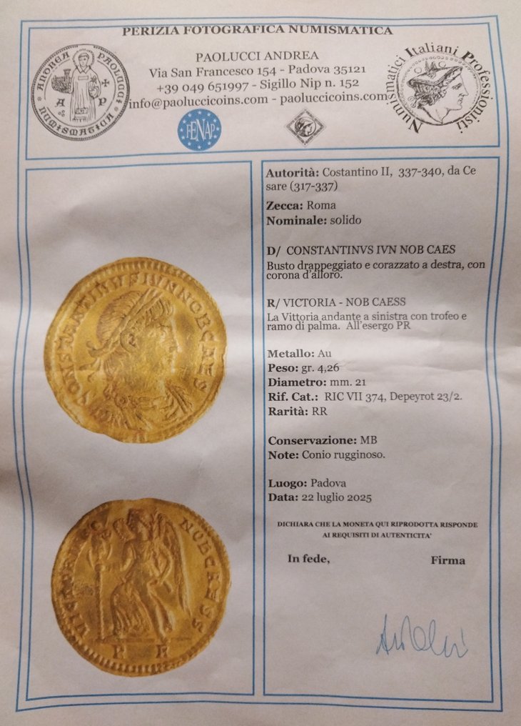 Roman Empire. Constantine II (AD 337-340). Solidus Roma #3.2